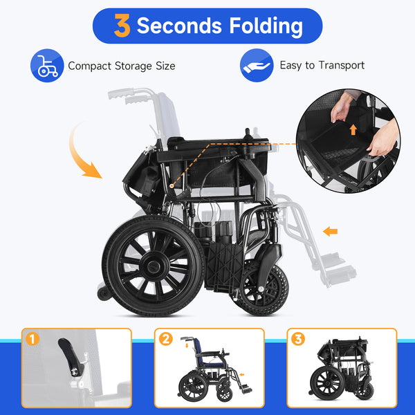 Zurcheel SLT30 All-Terrain Folding Electric Wheelchair with Suspension (20" Wide Seat)