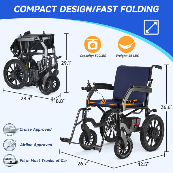 Zurcheel SLT30 All-Terrain Folding Electric Wheelchair with Suspension (20" Wide Seat)