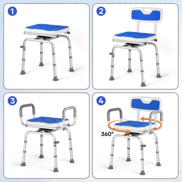 Zurcheel C06 Comfortable Rotating Bathtub/Shower Chair