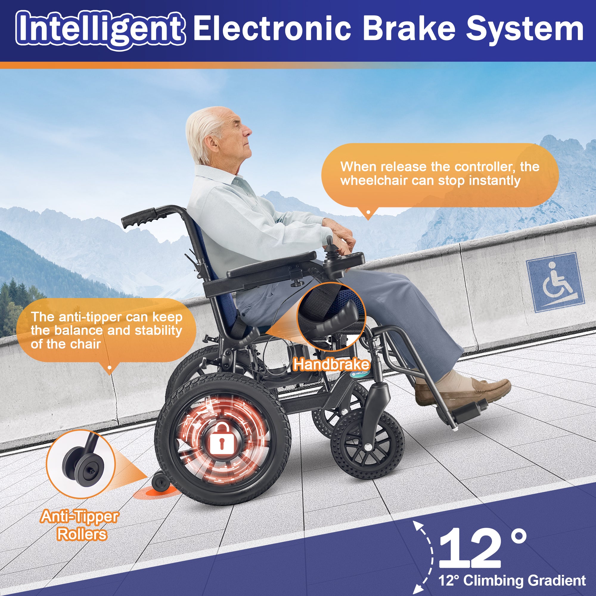 Zurcheel SLT30 All-Terrain Folding Electric Wheelchair with Suspension (20" Wide Seat)